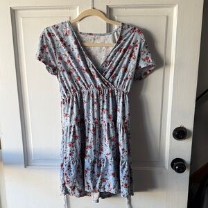 No Boundaries Floral Mini Dress in Blue and Red